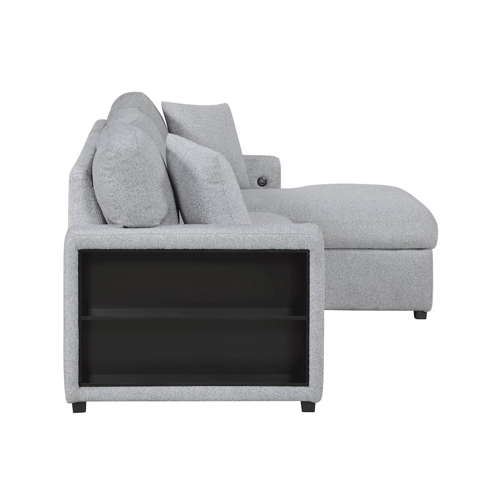 Pompano Boucle Sectional with Right Chaise, Pull-out Bed in Gray