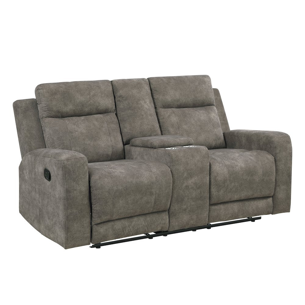 Muncie Microfiber 2pc Set: Sofa, Love in Brown