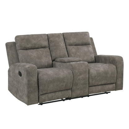 Muncie Microfiber 2pc Set: Sofa, Love in Brown