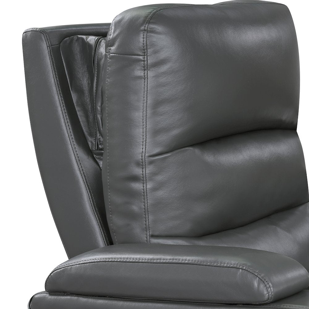 Wallstone Faux Leather Power Reclining Chair with Power Headrest in Gray