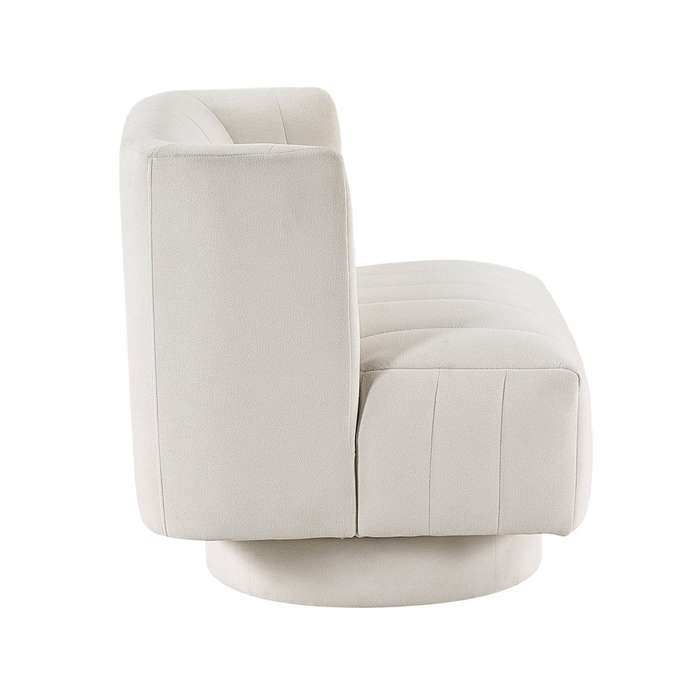 Joyce Textured Swivel Chair in Beige