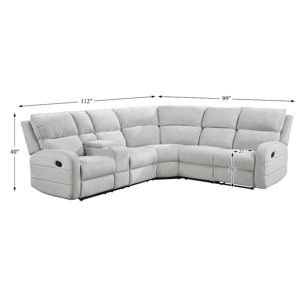 Thorne Chenille 3-Piece Sectional with Left Console in Light Gray
