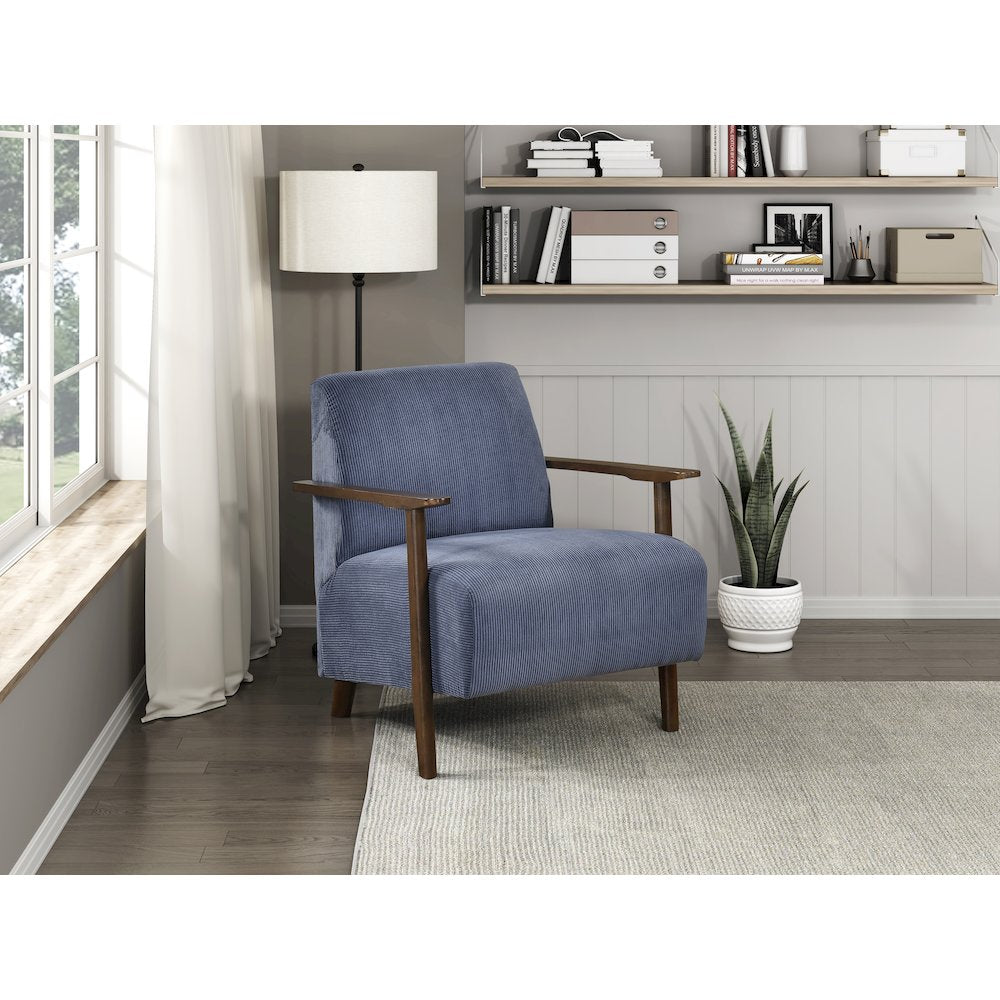 Ezra Corduroy Accent Chair in Blue