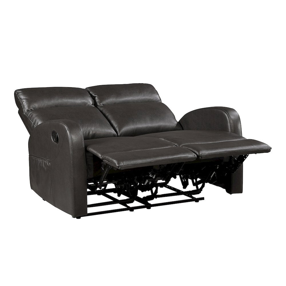 Allen Faux Leather Double Reclining Love Seat in Espresso