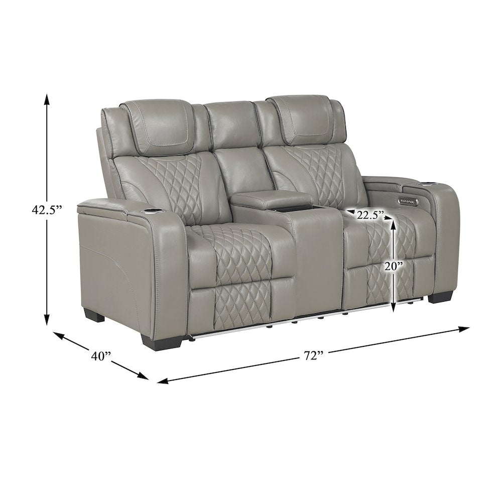 Apex Leather 2pc Set: Sofa, Love in Gray