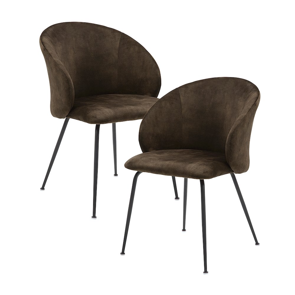 Cosimo Velvet Dining Room Side Chair, set of 2 in Brown