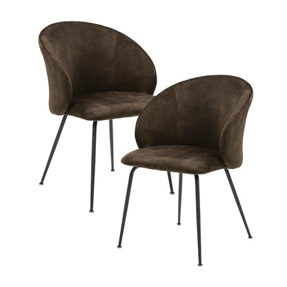 Cosimo Velvet Dining Room Side Chair, set of 2 in Brown