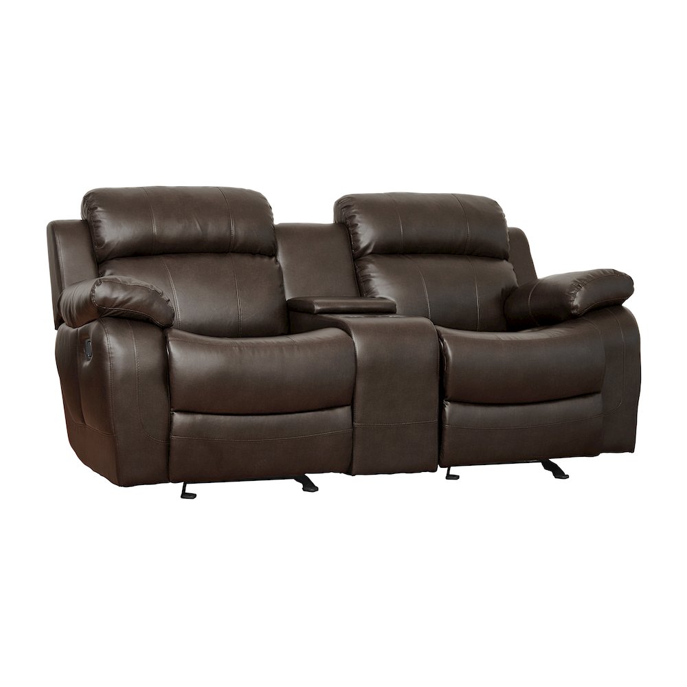 Marille Faux Leather Double Glider Reclining Love Seat in Brown