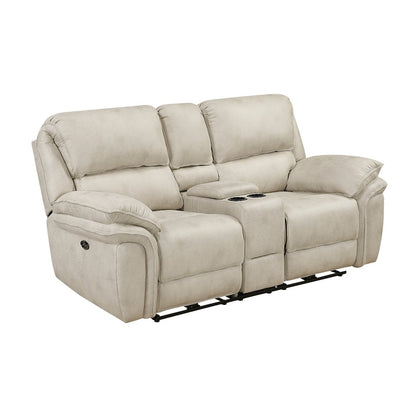 Proctor Microfiber Pwr Dbl Reclining L. Seat with Center Console in Sand