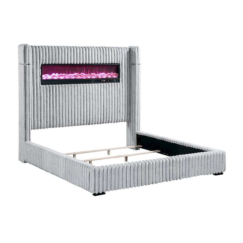 Fitzroy Corduroy Queen Bed in Gray