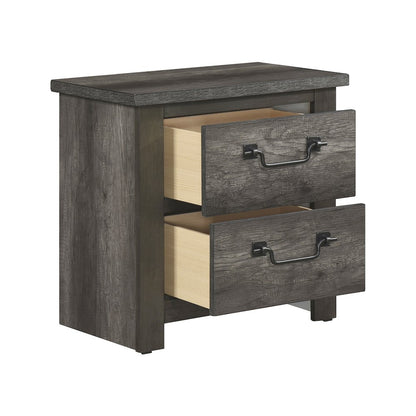 Lenior Asian Hardwood Nightstand in Gray