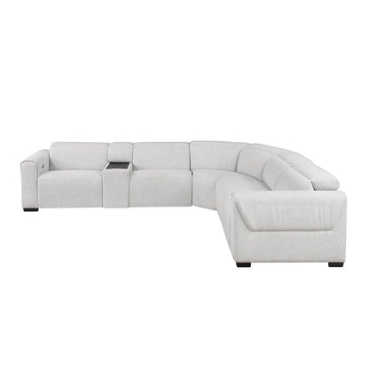 McPherson Chenille 6-Piece Modular Power Reclining Sectional in Cloud