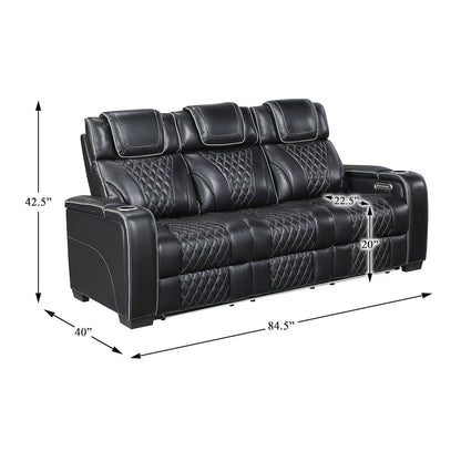Apex Leather 2pc Set: Sofa, Love in Black