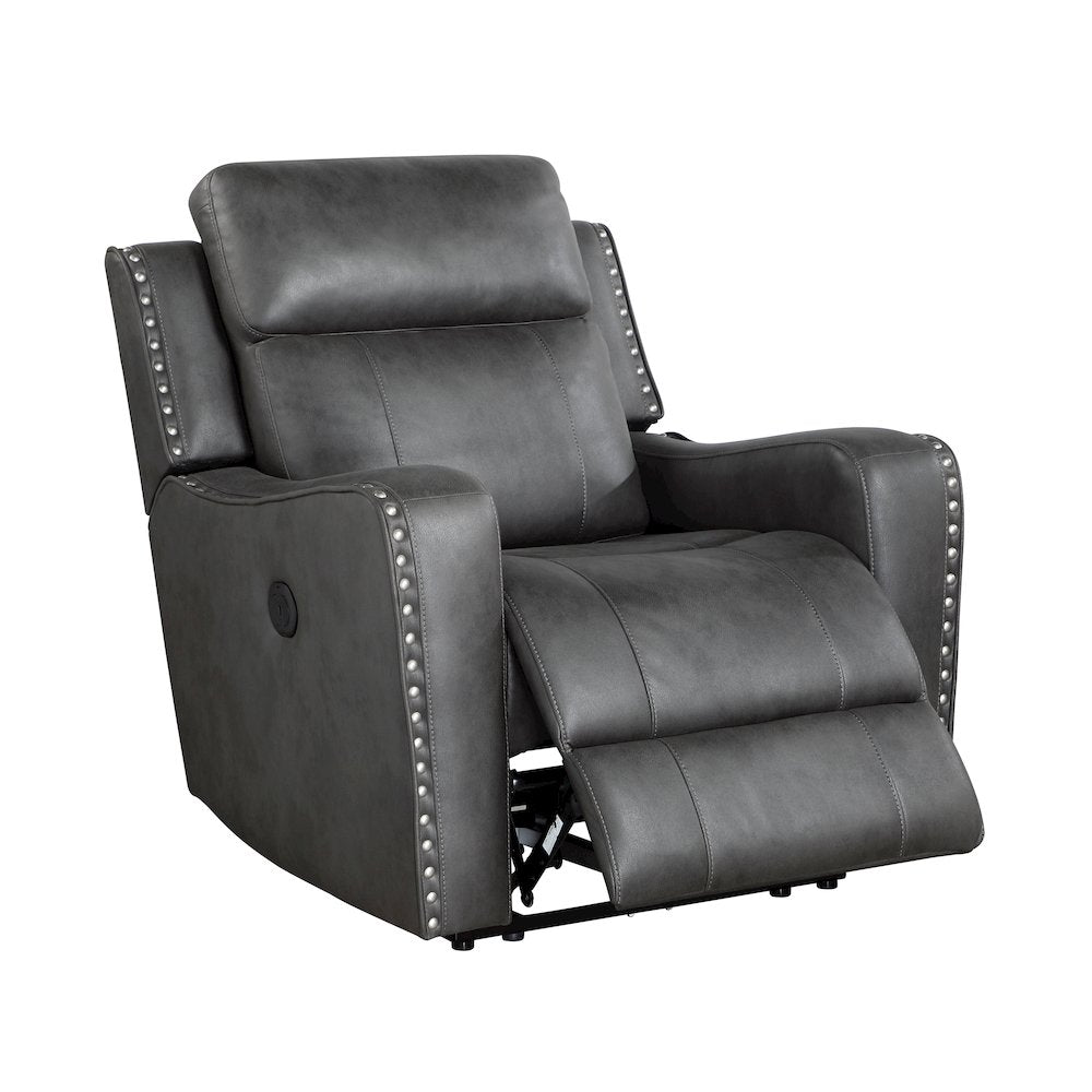 Kellen Microfiber Power Reclining Chair in Smoky Gray
