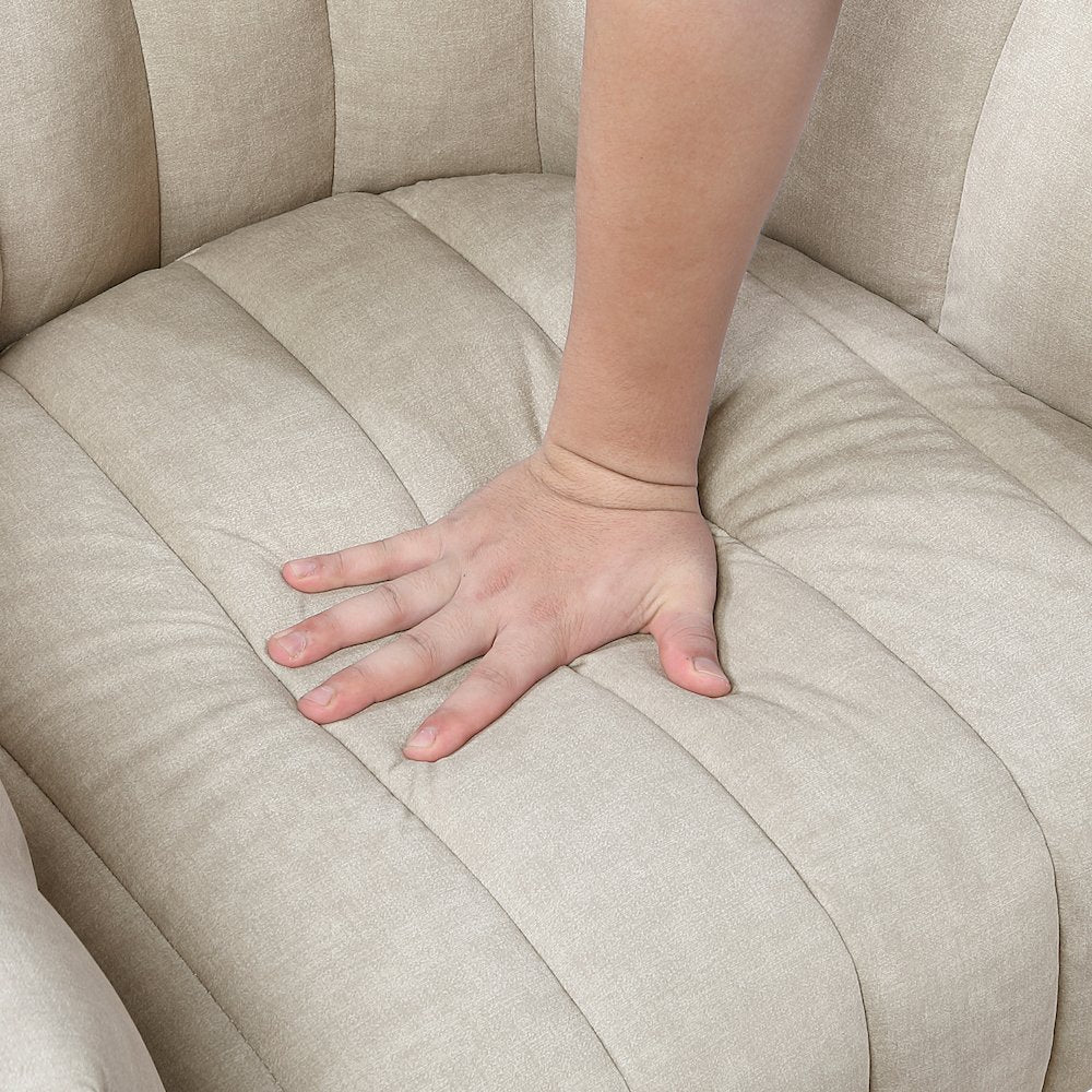 Lonita Velvet Swivel Chair in Taupe