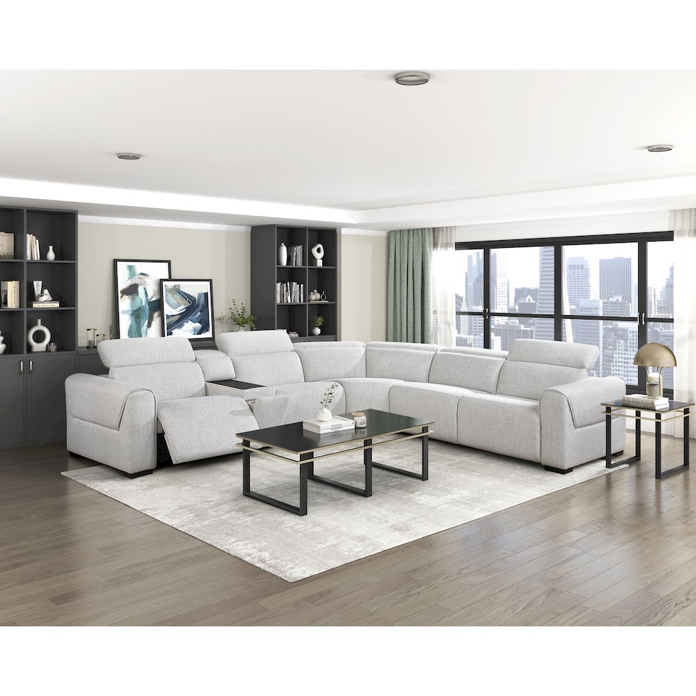 McPherson Chenille 6-Piece Modular Power Reclining Sectional in Cloud