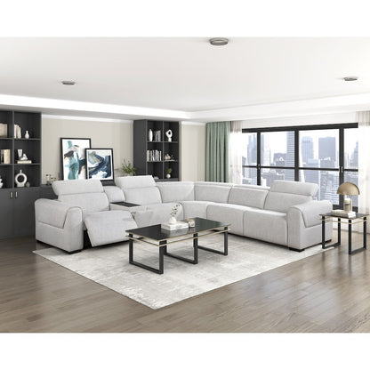 McPherson Chenille 6-Piece Modular Power Reclining Sectional in Cloud