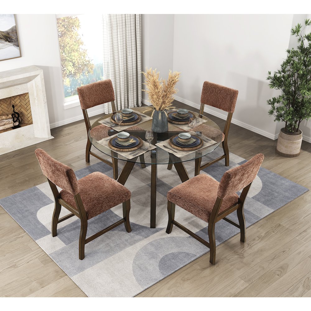 Aiden Chenille Side Chair in Rust