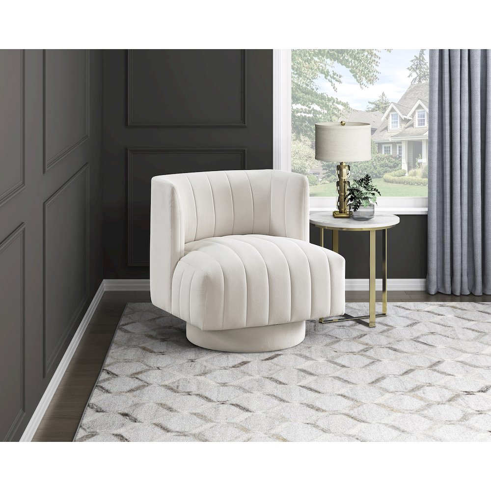 Joyce Textured Swivel Chair in Beige