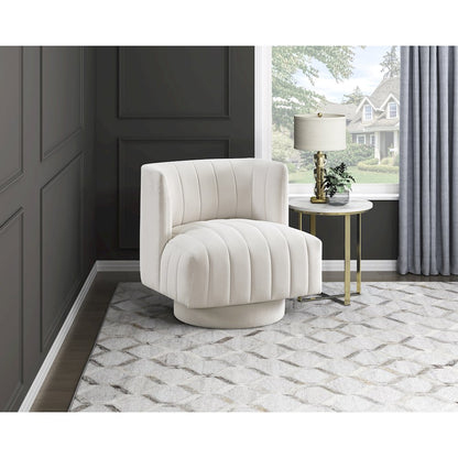 Joyce Textured Swivel Chair in Beige