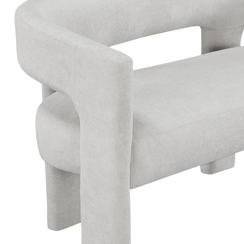 Marais Boucle Dining Bench in Light Gray