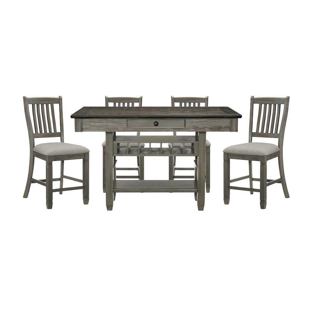 Granby Pine Counter Height Dining Table in Coffee and Antique Gray