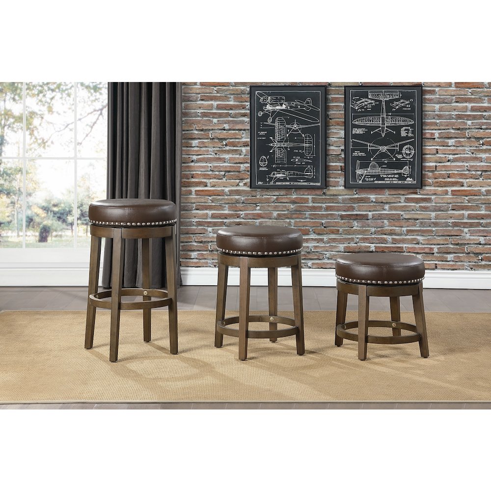 Westby Solid Wood 18" Round Swivel Stool, Set of 2 in Brown