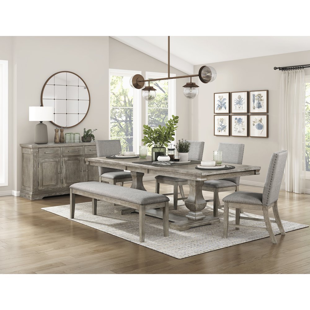 Southlake Textured Dining Room Bench in Light gray