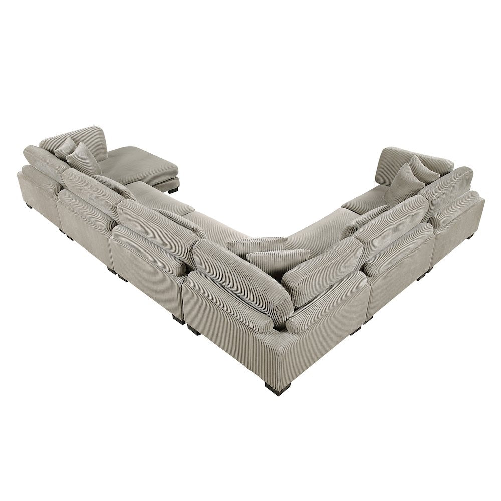 Traverse Corduroy 6-Piece Modular Sectional with chaise in Taupe