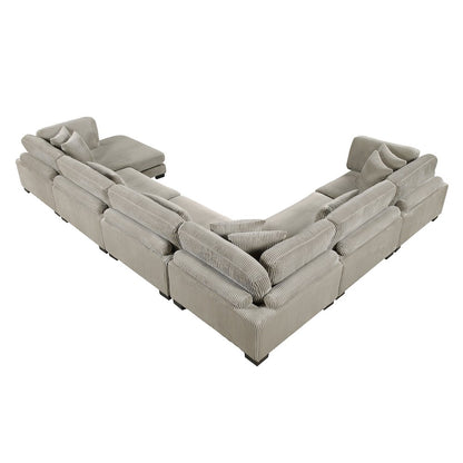 Traverse Corduroy 6-Piece Modular Sectional with chaise in Taupe