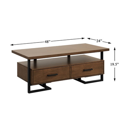 Sedley Asian Hardwood Cocktail Table w/ Two Functional Drawers in Walnut