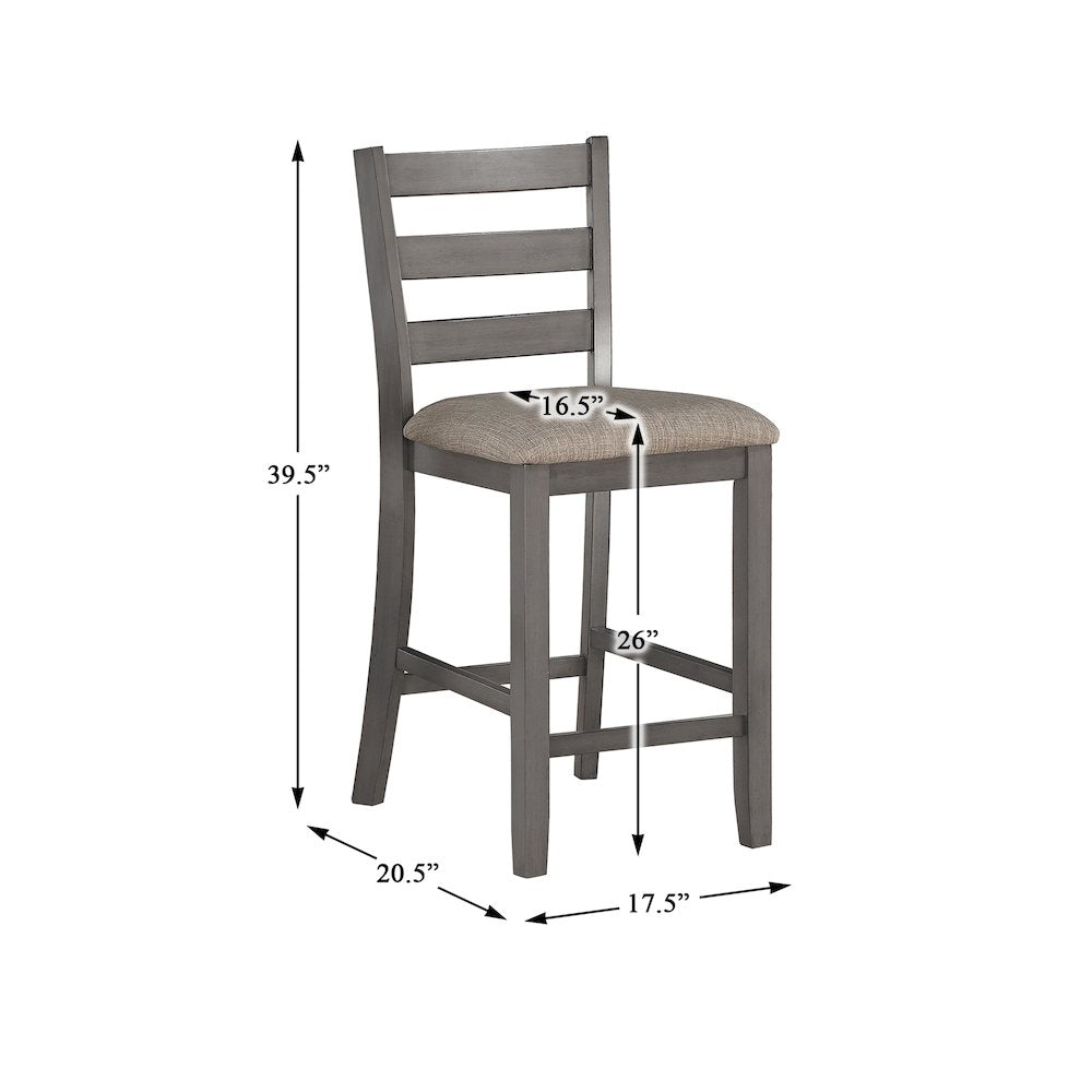 Sharon Wood Veneer Counter Height Dining Table Set (Set of 5) in Gray