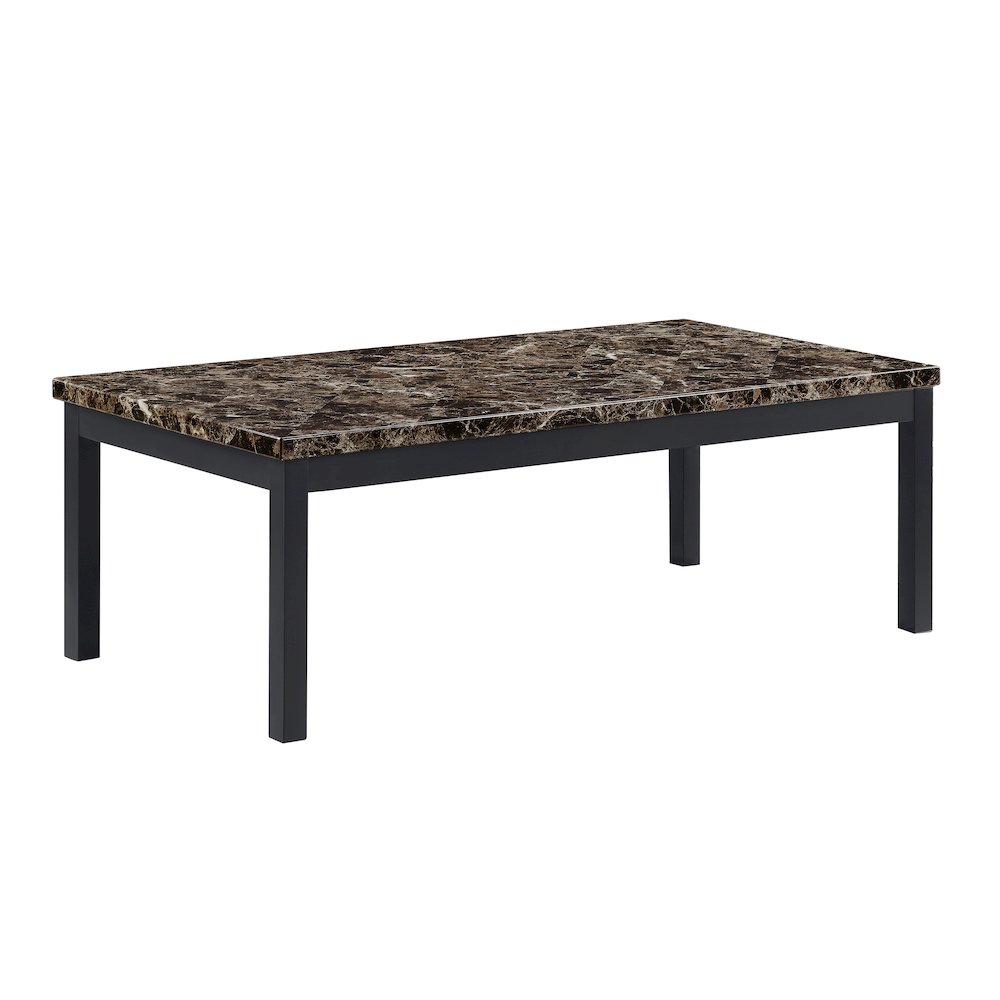 Tempe Metal 3-Piece Occasional Tables with Faux Marble Top in Black