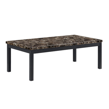 Tempe Metal 3-Piece Occasional Tables with Faux Marble Top in Black