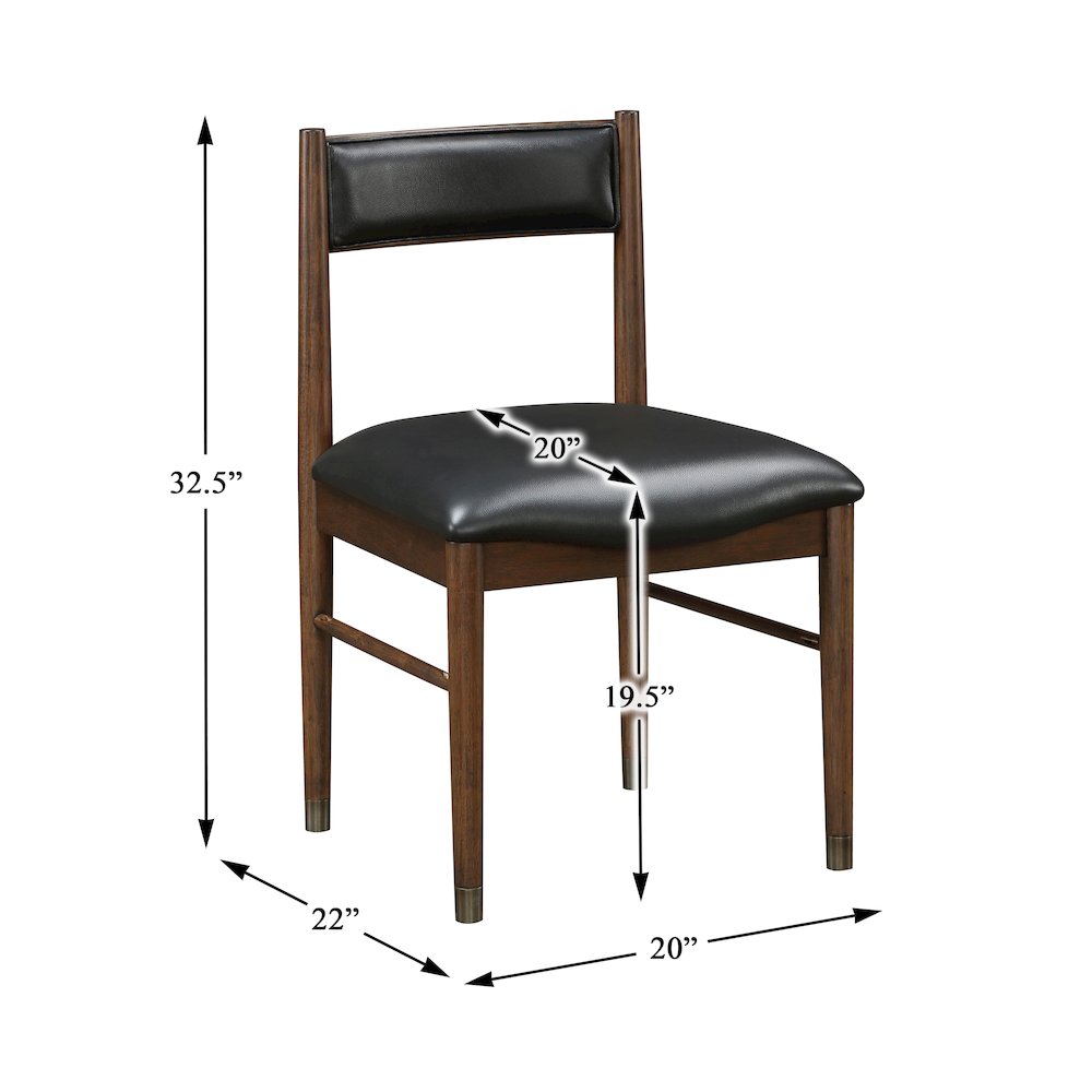 Clive Leather Dining Side Chair, Set of 2 in Black