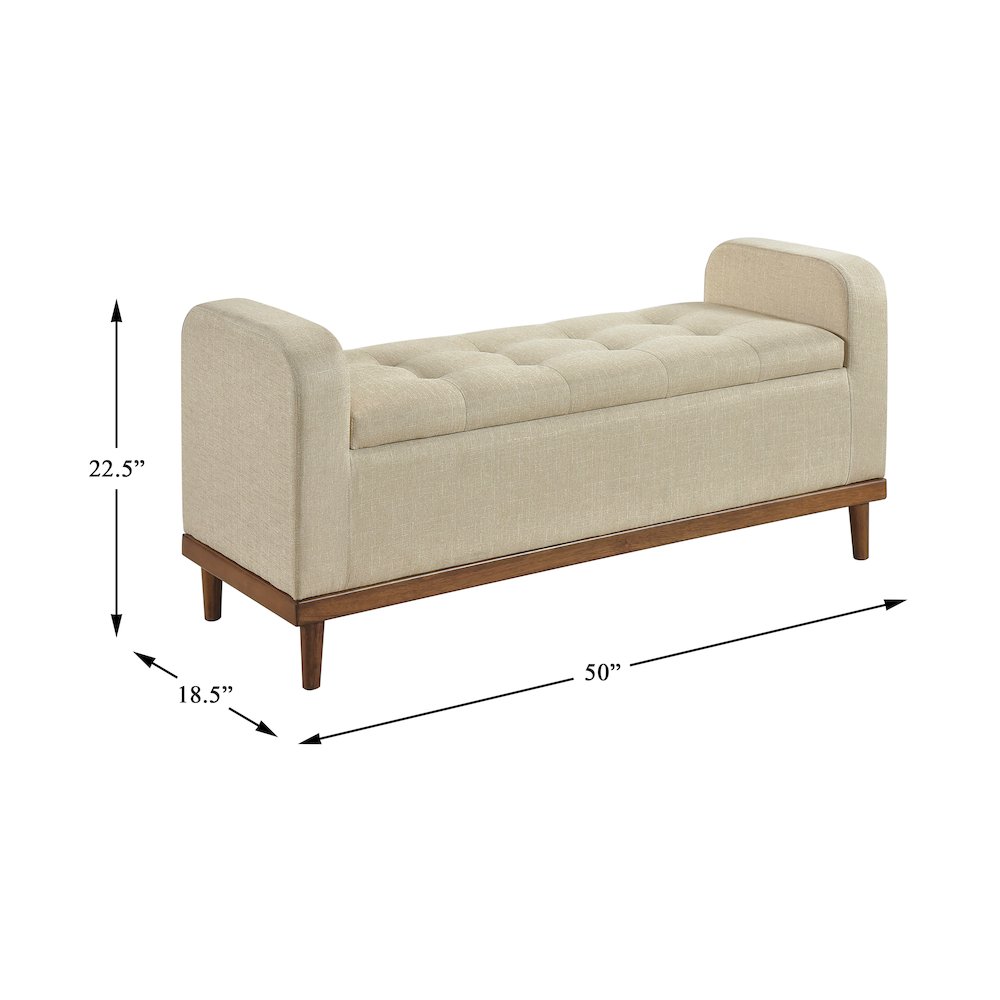 Brigitte Textured Lift Top Storage Bench in Light Brown