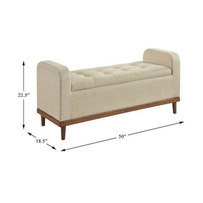 Brigitte Textured Lift Top Storage Bench in Light Brown