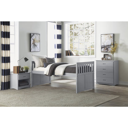 Orion Pine Twin Over Twin Trundle Bed with two Storage Drawers in Gray