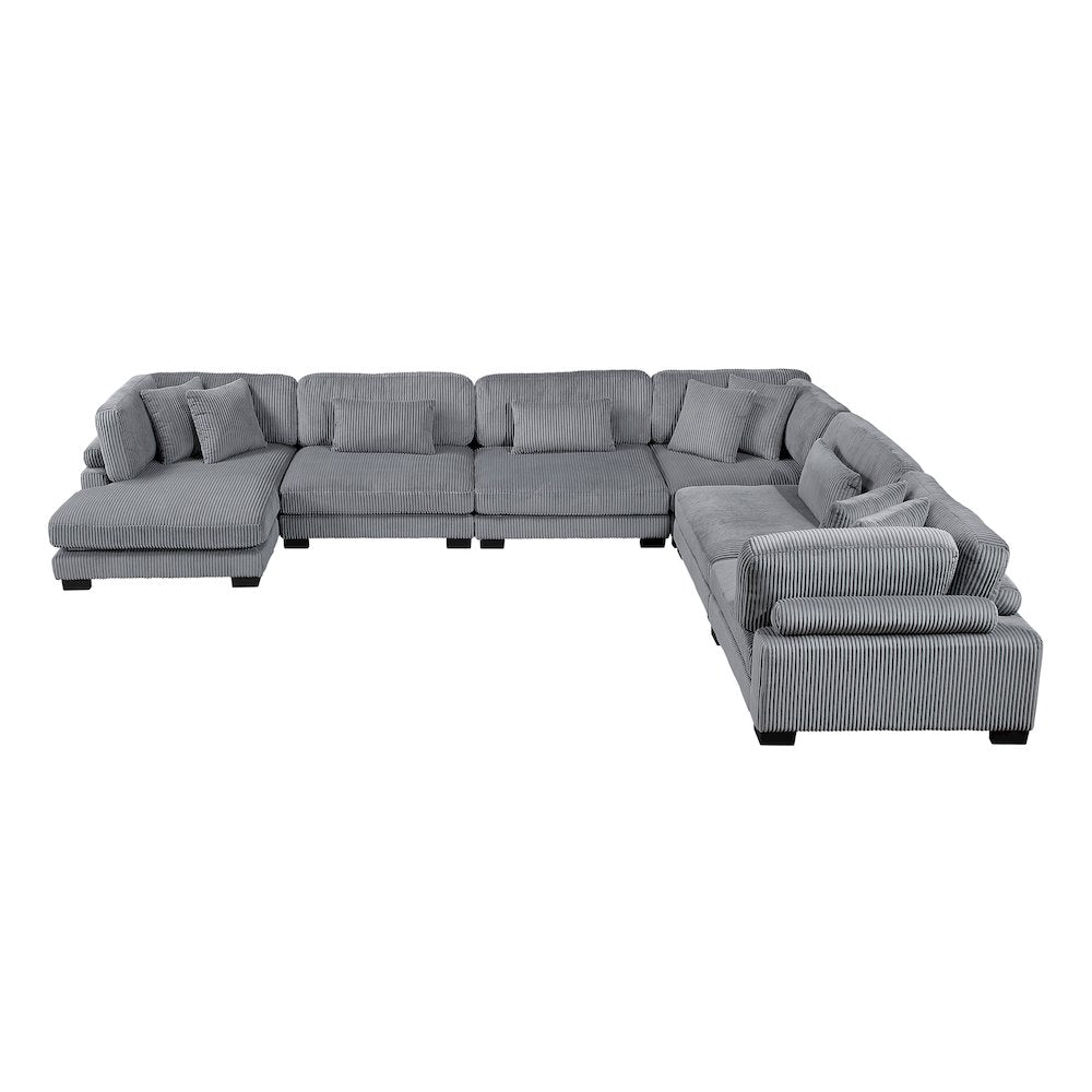 Traverse Corduroy 6-Piece Modular Sectional with chaise in Gray