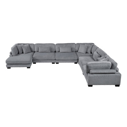 Traverse Corduroy 6-Piece Modular Sectional with chaise in Gray