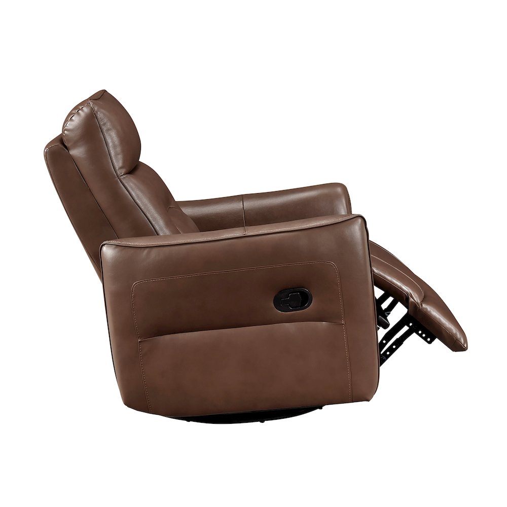 Thomas Leather Swivel Glider Reclining Chair in Toffee Brown