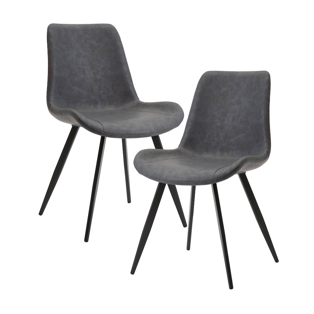 Brixley Faux Leather Dining Side Chair, Set of 2 in Gray