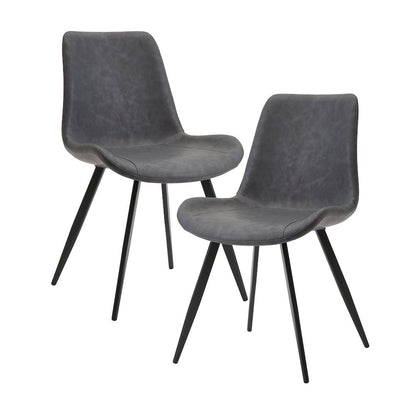 Brixley Faux Leather Dining Side Chair, Set of 2 in Gray
