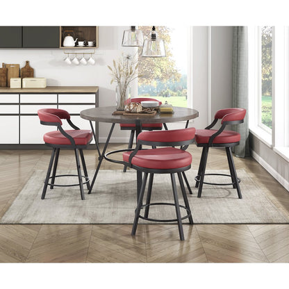 Crowley Faux leather Swivel Counter Height Chair in Red