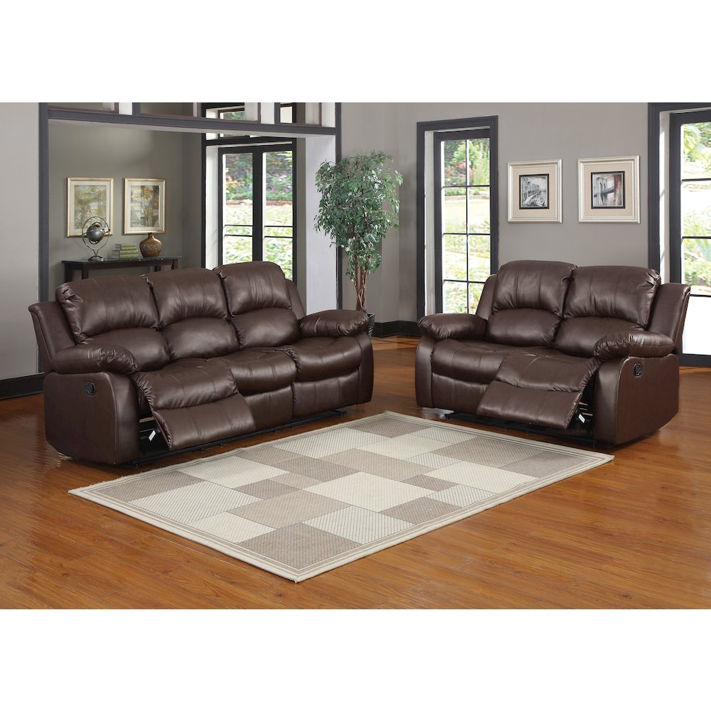 Cranley Faux Leather Double Reclining Loveseat in Black
