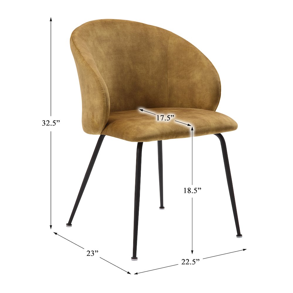 Cosimo Velvet Dining Room Side Chair, set of 2 in Mustard