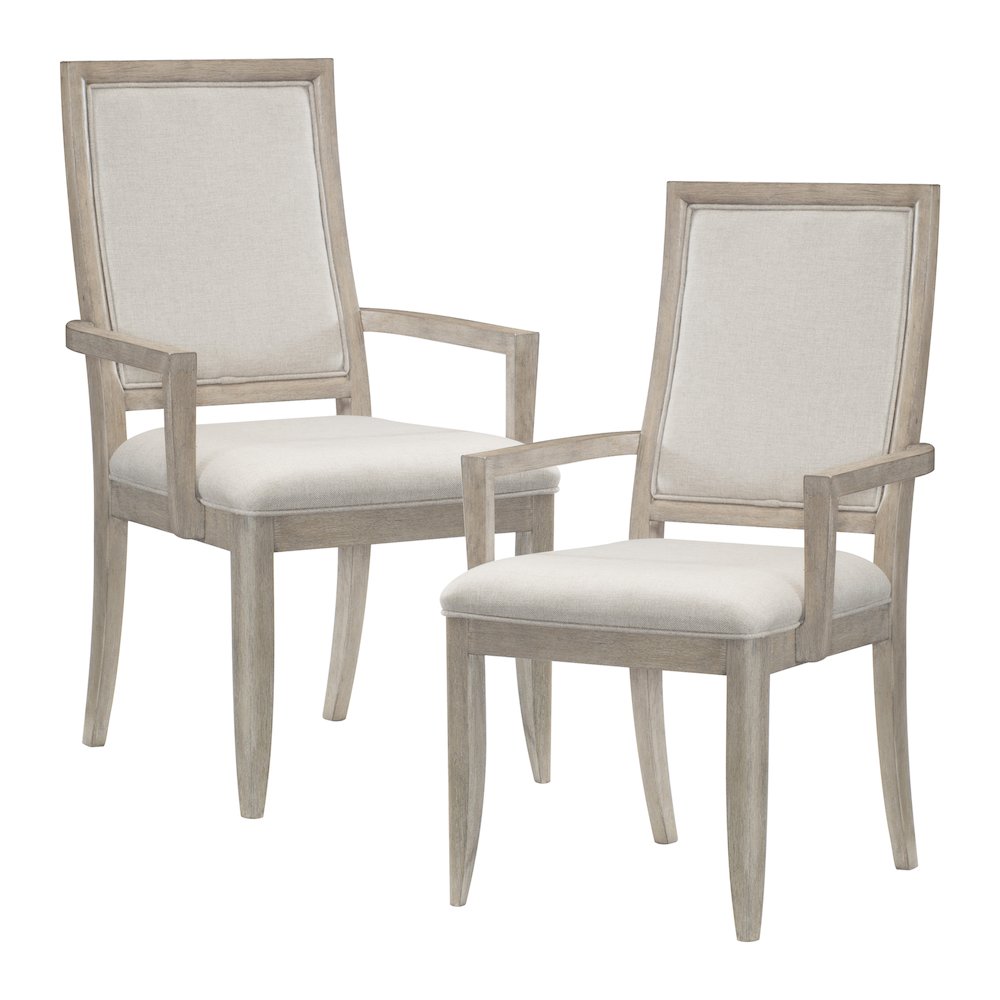 Mckewen Wood Dining Room Arm Chair, set of 2 in White gray