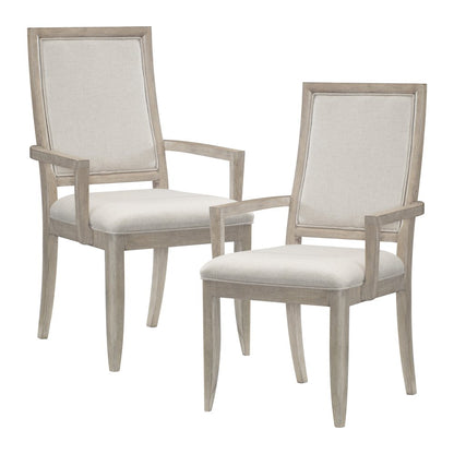 Mckewen Wood Dining Room Arm Chair, set of 2 in White gray