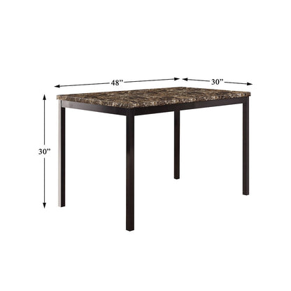 Tempe Faux Marble Top Dining Room Table in Black Metal Finish