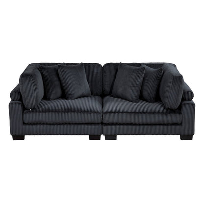 Traverse Corduroy Love Seat in Black